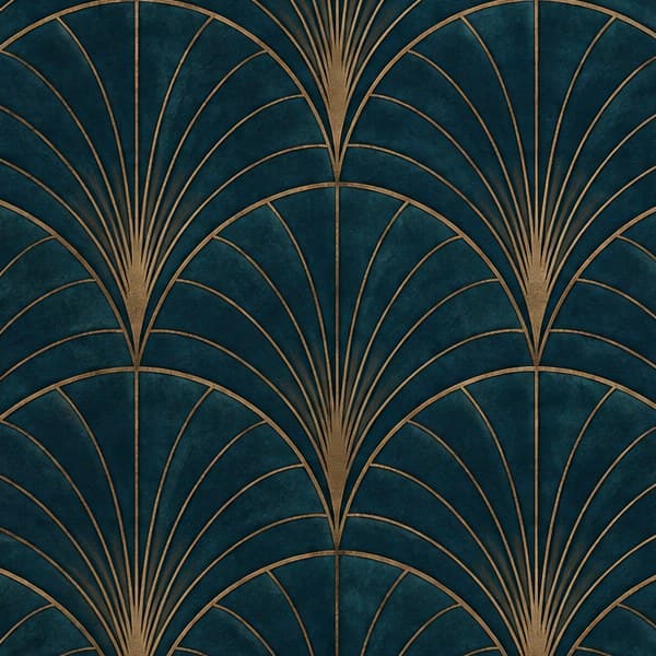 Detail: art-decowaaiers in petrol en goud