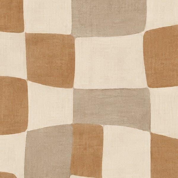 Detail: zachte blokken in terracotta en taupe