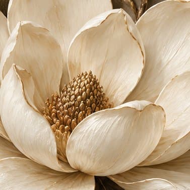 Detail: magnolia in ivoor en brons