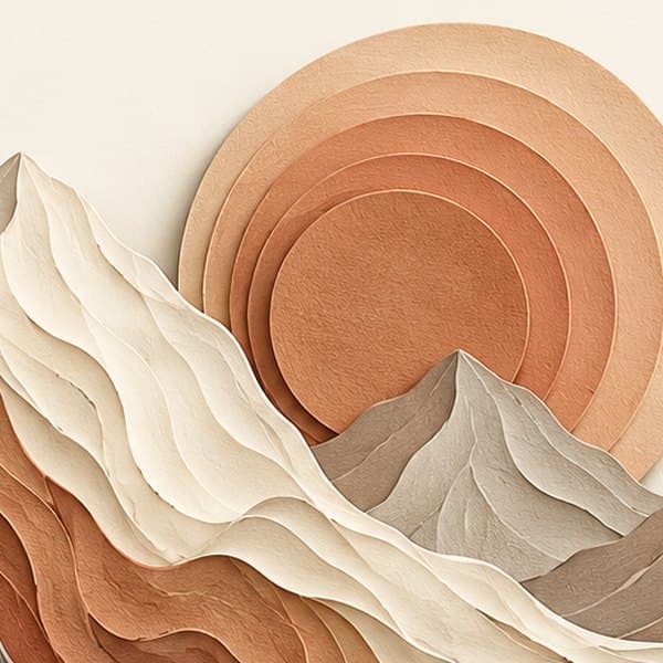 Detail: papierlagen in terracotta