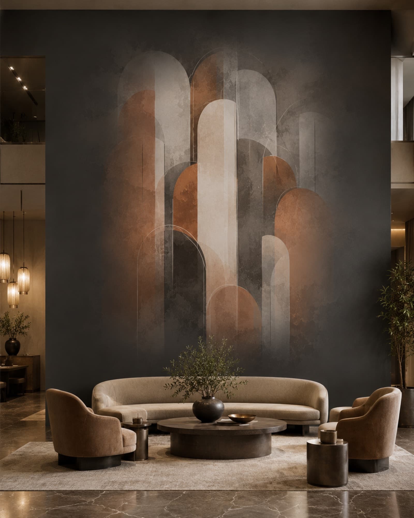 Designconcept: Architectuur als muurprint, lounge (visualisatie)