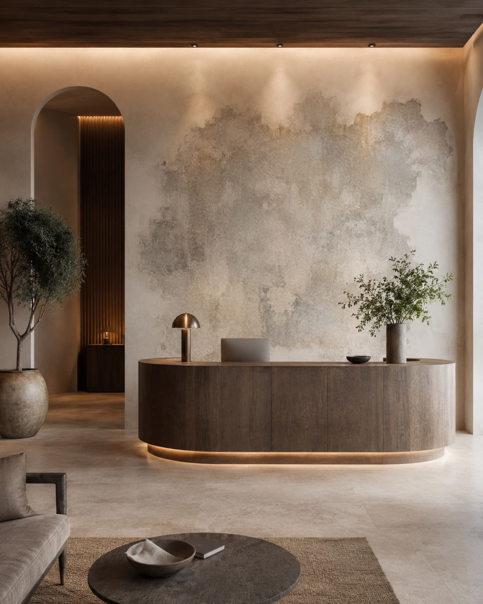 Designconcept: Marmeren nevel als muurprint, receptie (visualisatie)